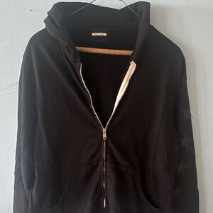 Monrow Black Star Zip Up Hoodie Size XS
